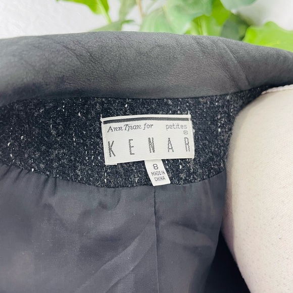 Vintage Ann Tjian For Kenar Petite Tweed Charcoal Mini Skirt Blazer Suit SET - Picture 9 of 13
